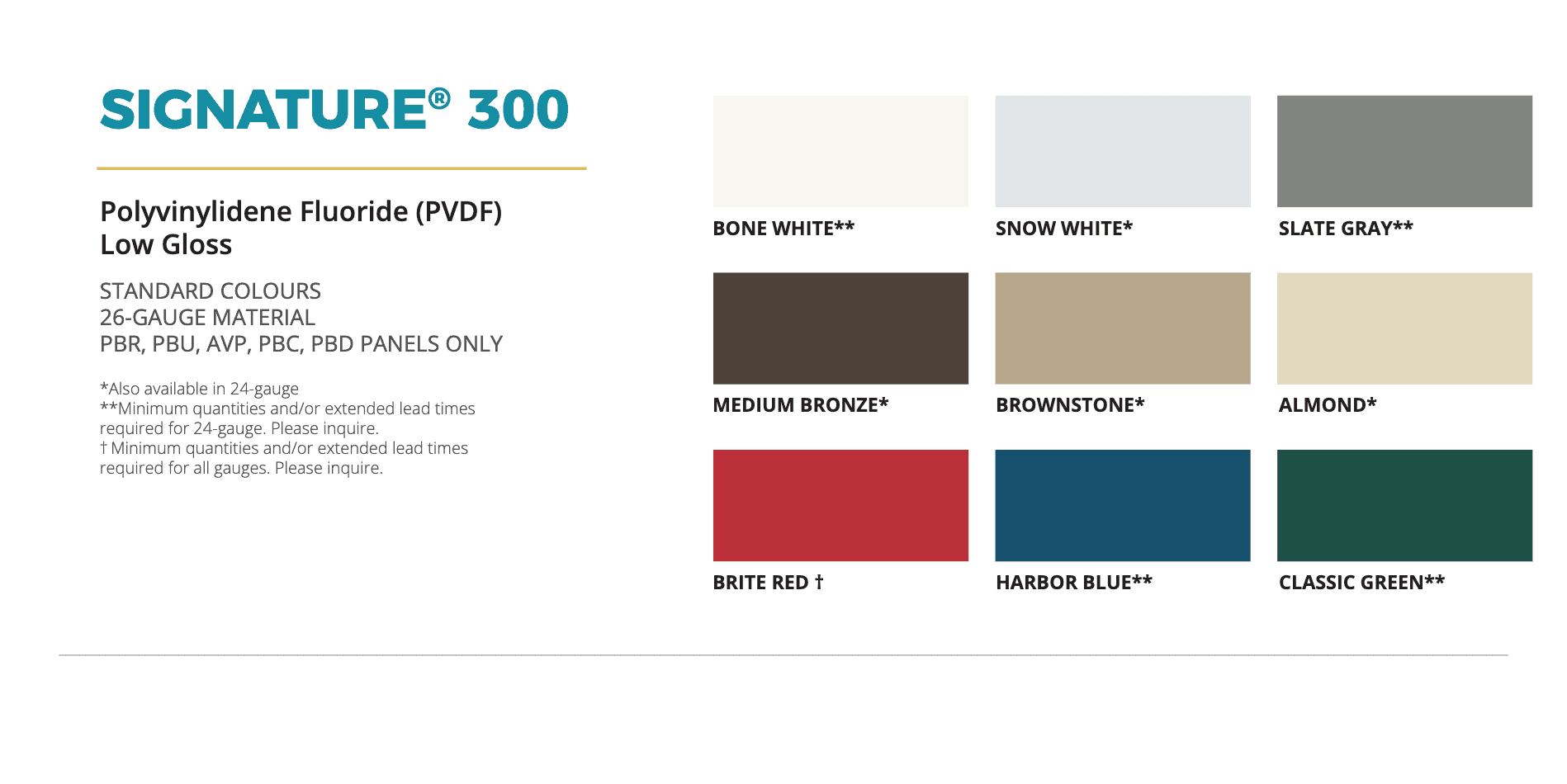 300 series steel building colors